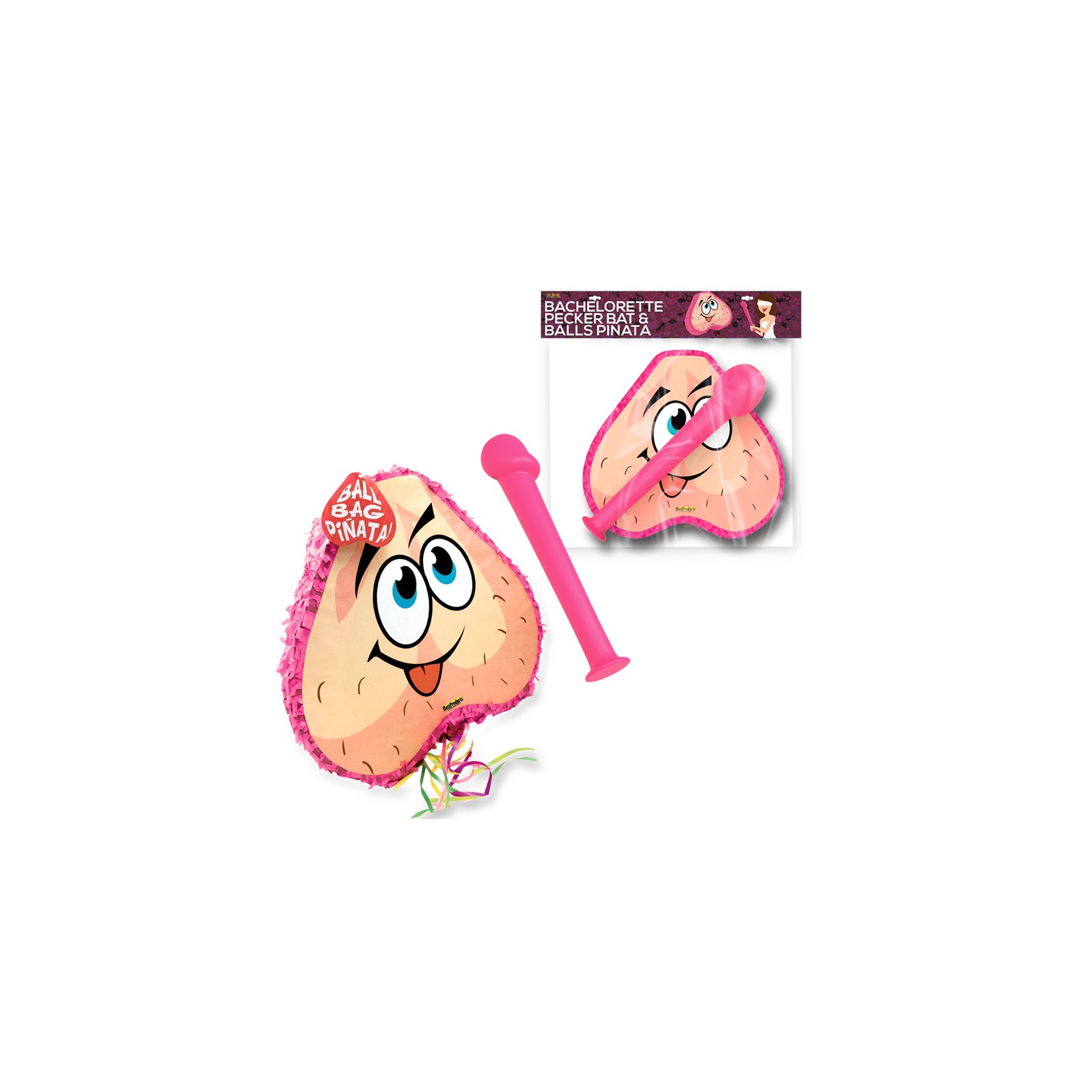 Pack Combo Piñata Bat & Pelota Pecker Rosa - Diversión para Despedidas de Soltera