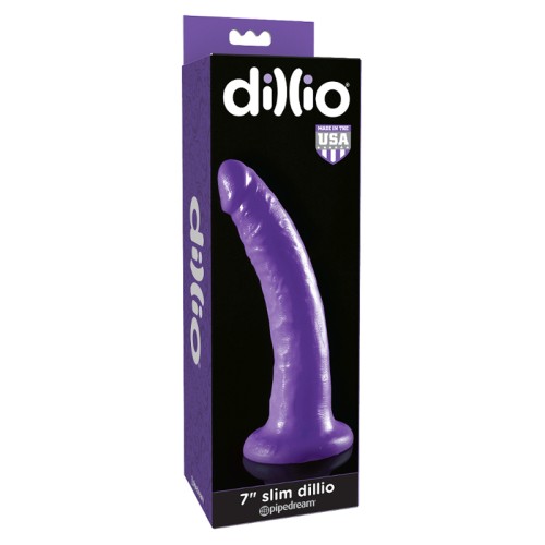 Pipedream Dillio Dildo Realista Slim de 7 in. con Succión Morado