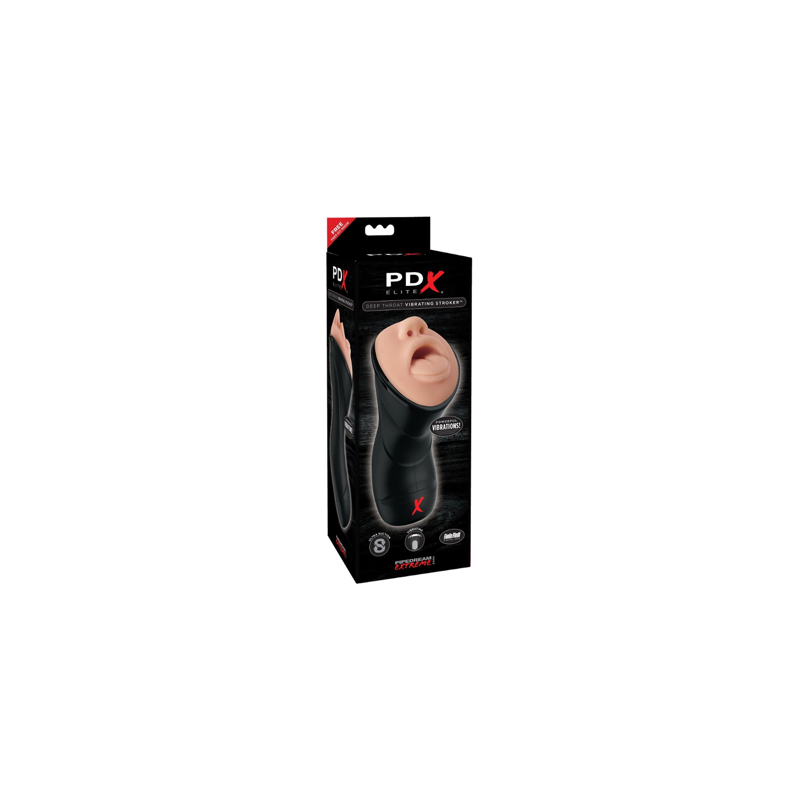 PDX Elite Deep Throat Vibrator Stroker Beige/Black