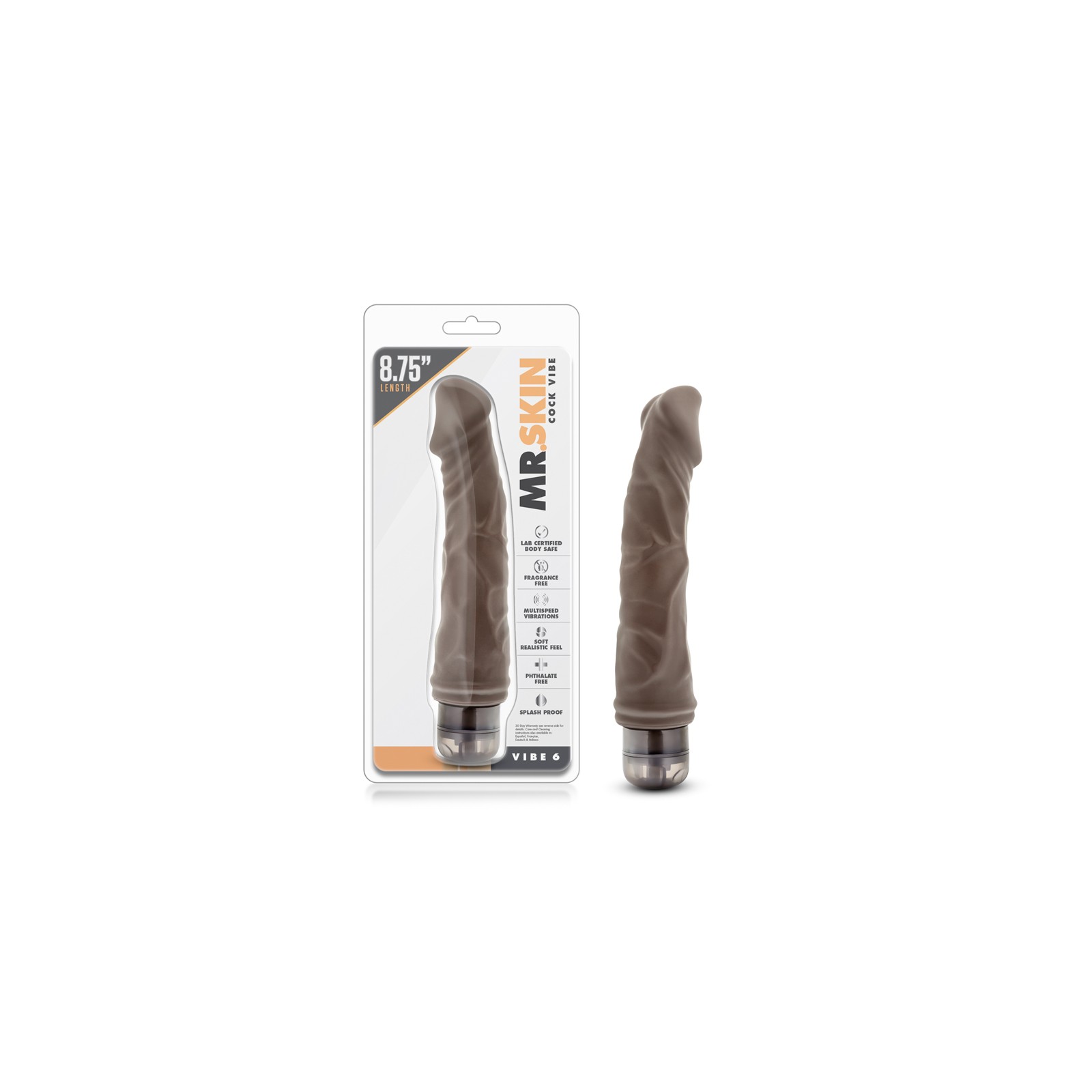 Dildo Vibrador Realista Dr. Skin Vibe 6 de 8.75 Pulgadas Marrón