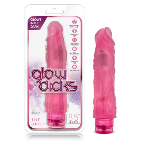 Glow Dicks The Drop Realistic Vibrating Dildo Pink