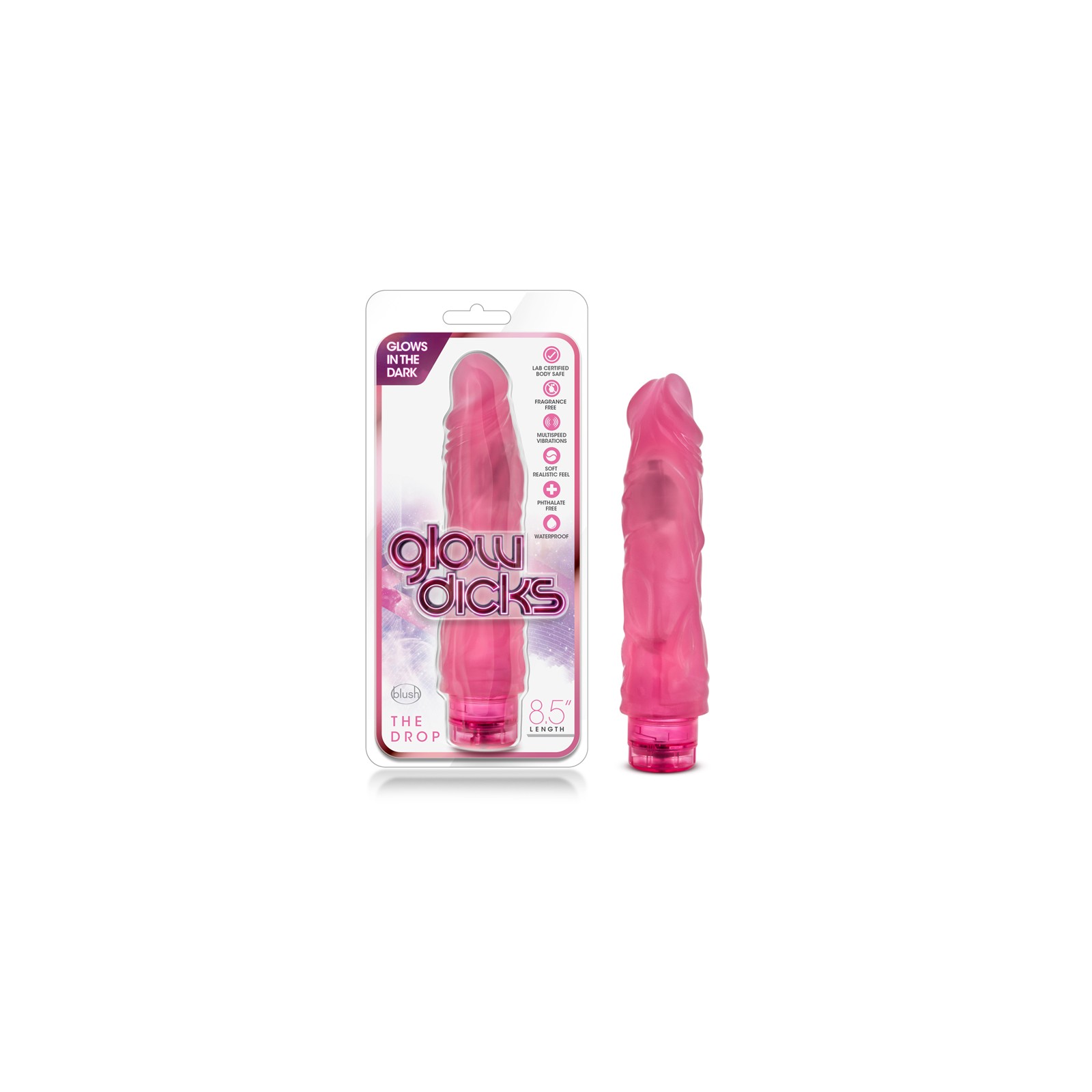 Glow Dicks The Drop Dildo Vibrador Realista Rosa