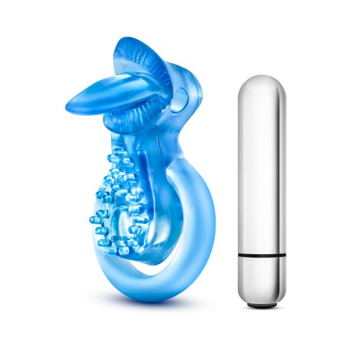 Anillo Vibrador de Lengua Azul con 10 Funciones