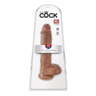 Dildo Realista Pipedream King Cock de 10 in. con Testículos Beige - Experiencia Realista