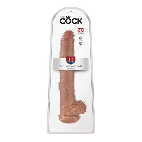 Pipedream King Cock Dildo Realista de 14 in. con Testículos - Placer de Calidad