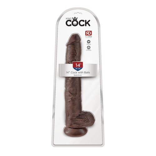 Pipedream King Cock Dildo de 14 in con Testículos Marrón