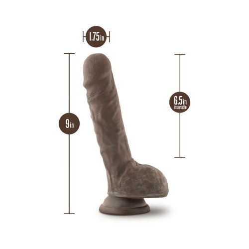 Dildo Au Naturel Big Billy 9 in. Doble Densidad con Testículos Marrón