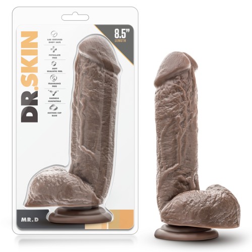 Dr. Skin Mr. D Realistic 8.5 in. Dildo with Balls Brown