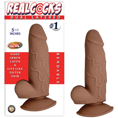 Realcocks Dual Layered Dong 5.5 in Brown