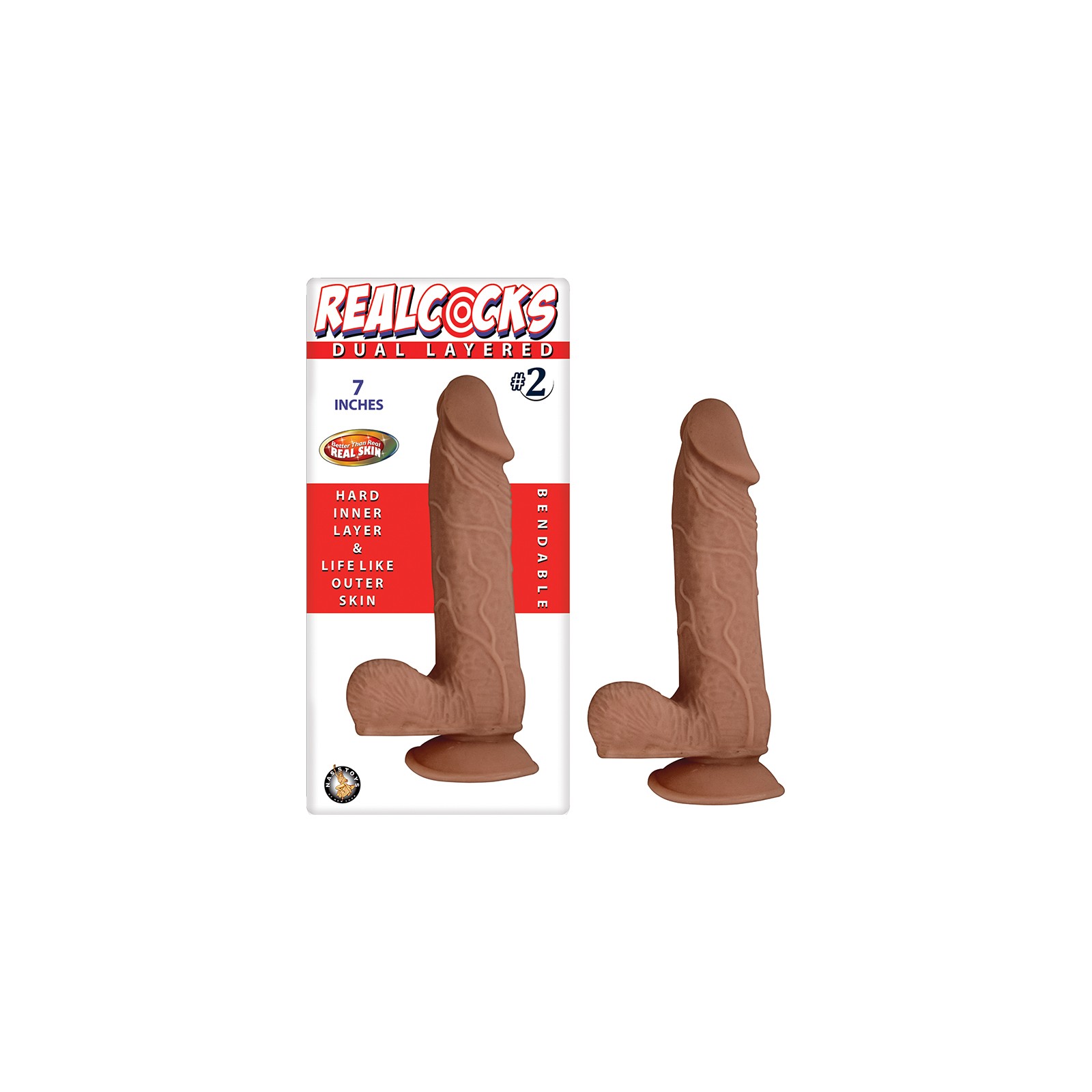 Dildo Doble Capa 7 pulgadas Marrón Realcocks