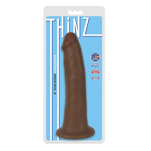 Curve Toys Thinz Slim Dildo with Suction Cup Brown