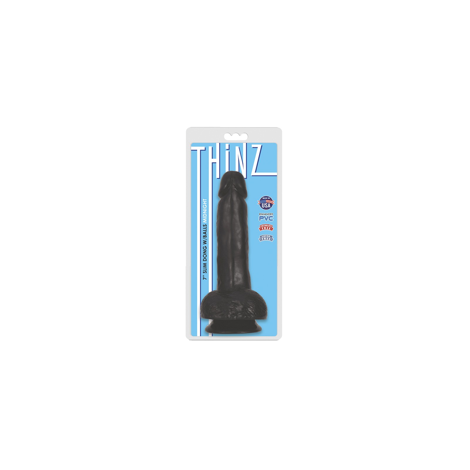 Curve Toys Thinz 7 in. Slim Dildo with Balls & Suction Cup Midnight