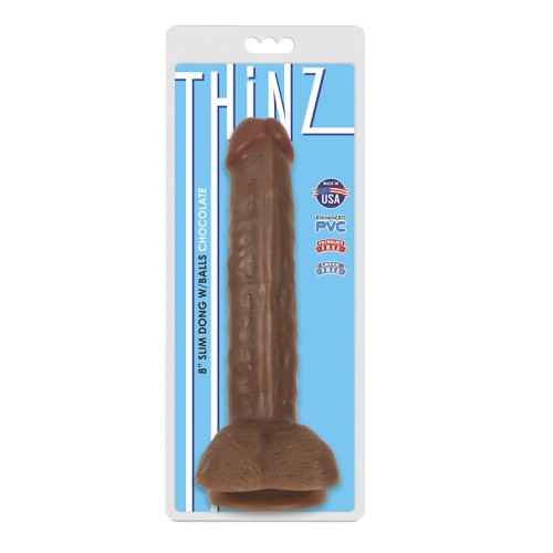 Curve Toys Thinz 8in Slim Dildo with Balls