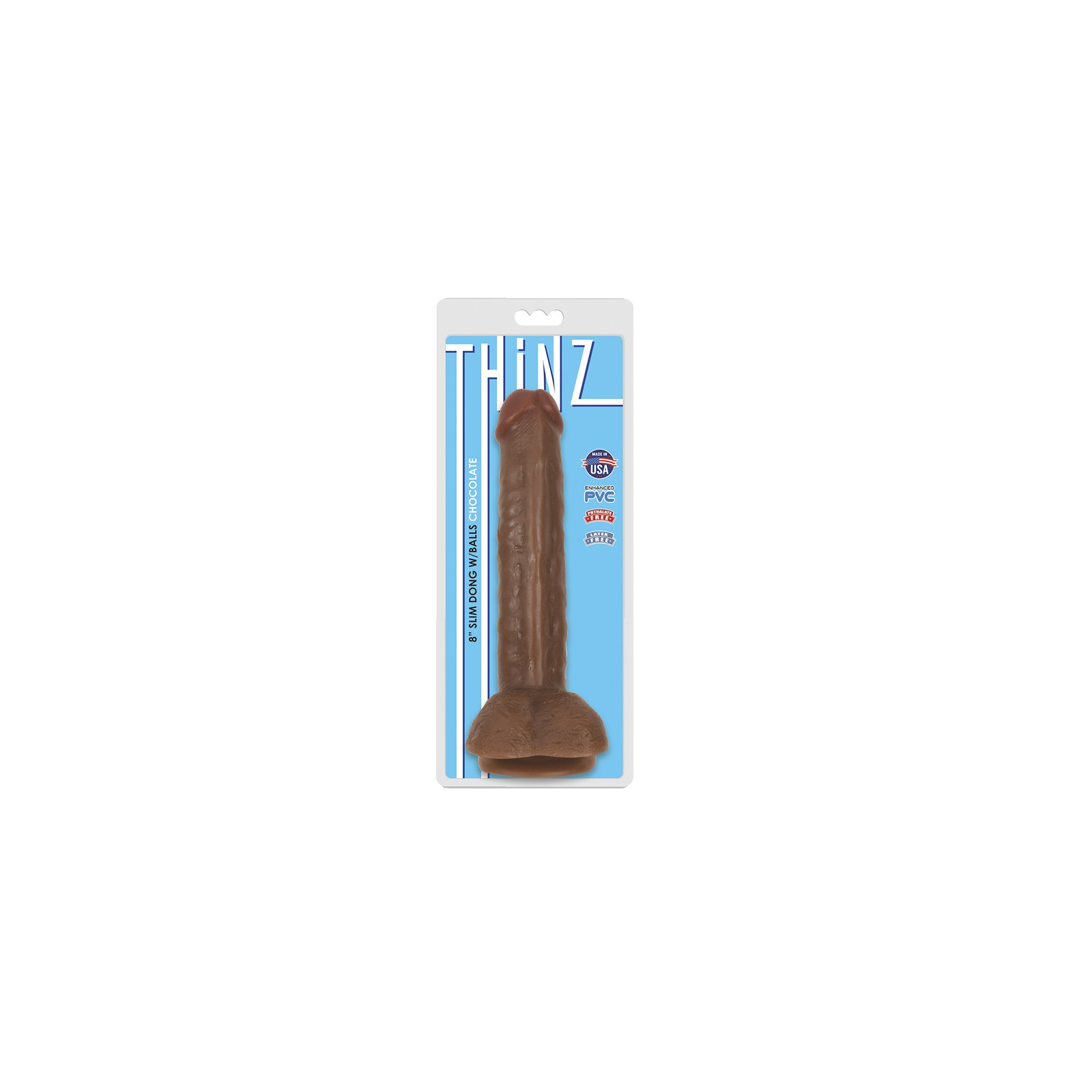 Curve Toys Thinz 8in Slim Dildo with Balls