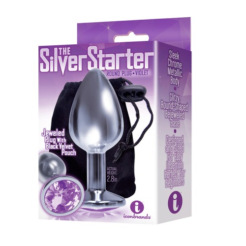 The 9's Silver Starter Bejeweled Stainless Steel Plug Violet