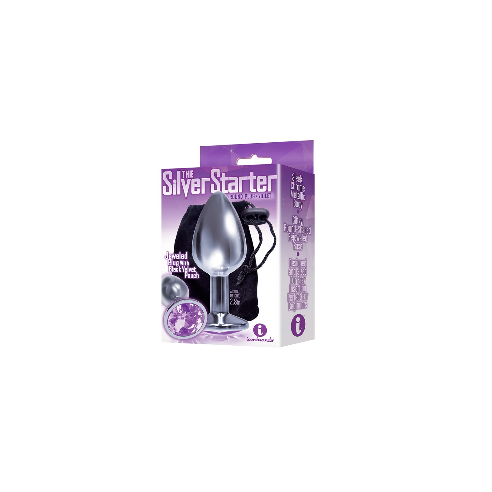 The 9's Silver Starter Bejeweled Stainless Steel Plug Violet