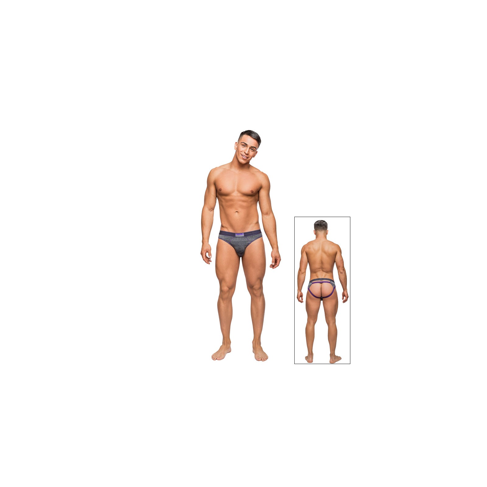 Male Power Heather Haze Cutout Grey Thong for Comfort