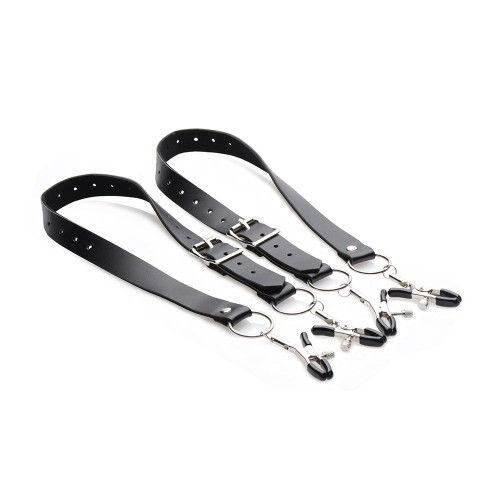 Master Series Labia Spreader Straps with Clamps - Extreme Pleasure