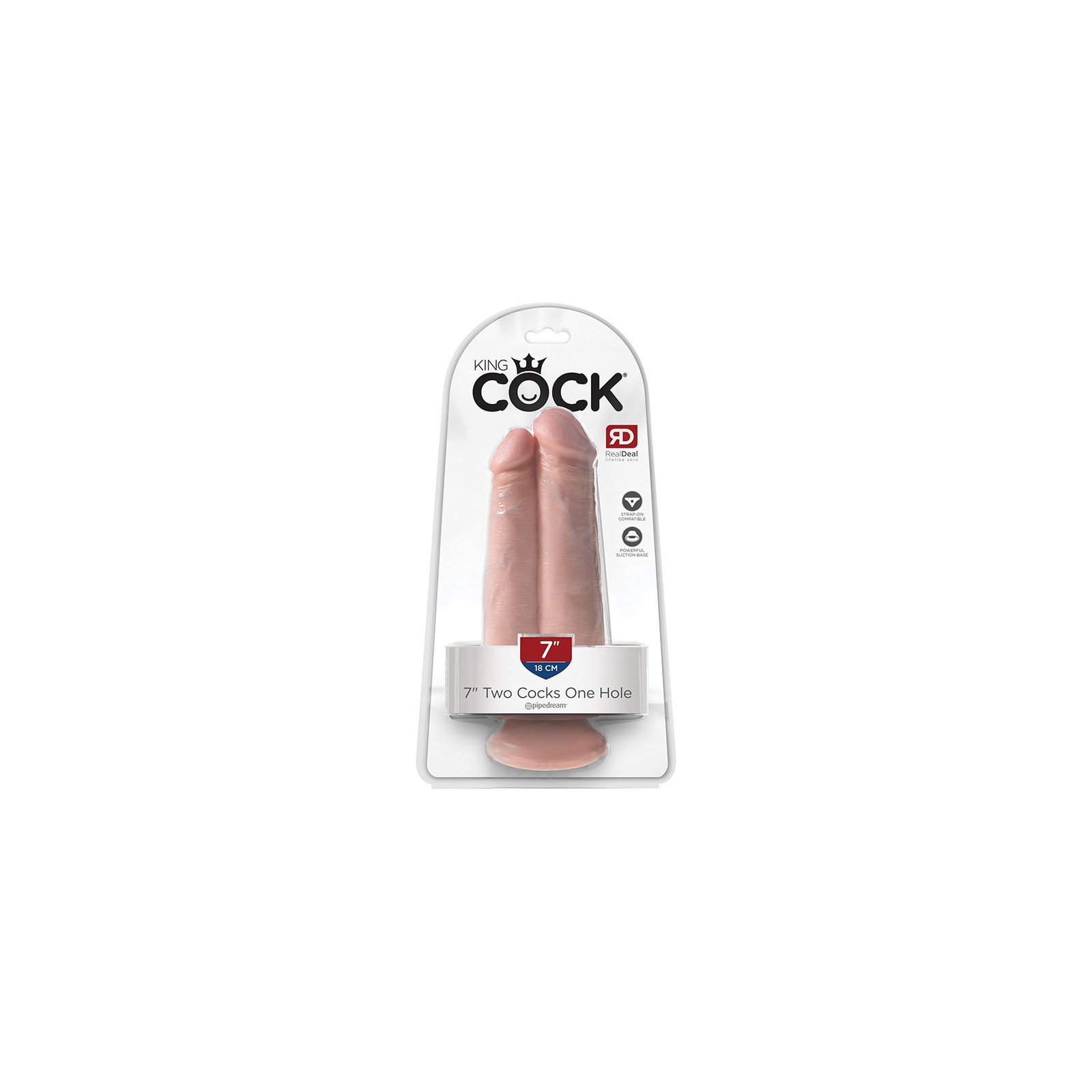 Dildo Doble Pipedream King Cock 7 con Ventosa Beige - Placer Doble