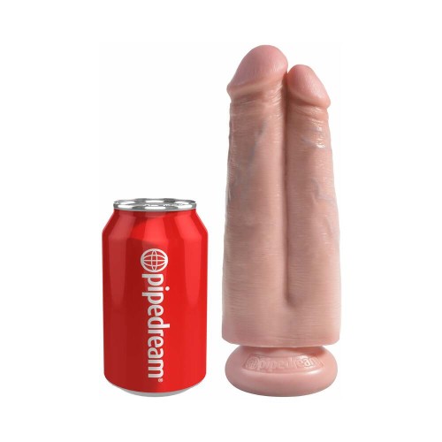 Dildo Doble Pipedream King Cock 7 con Ventosa Beige - Placer Doble