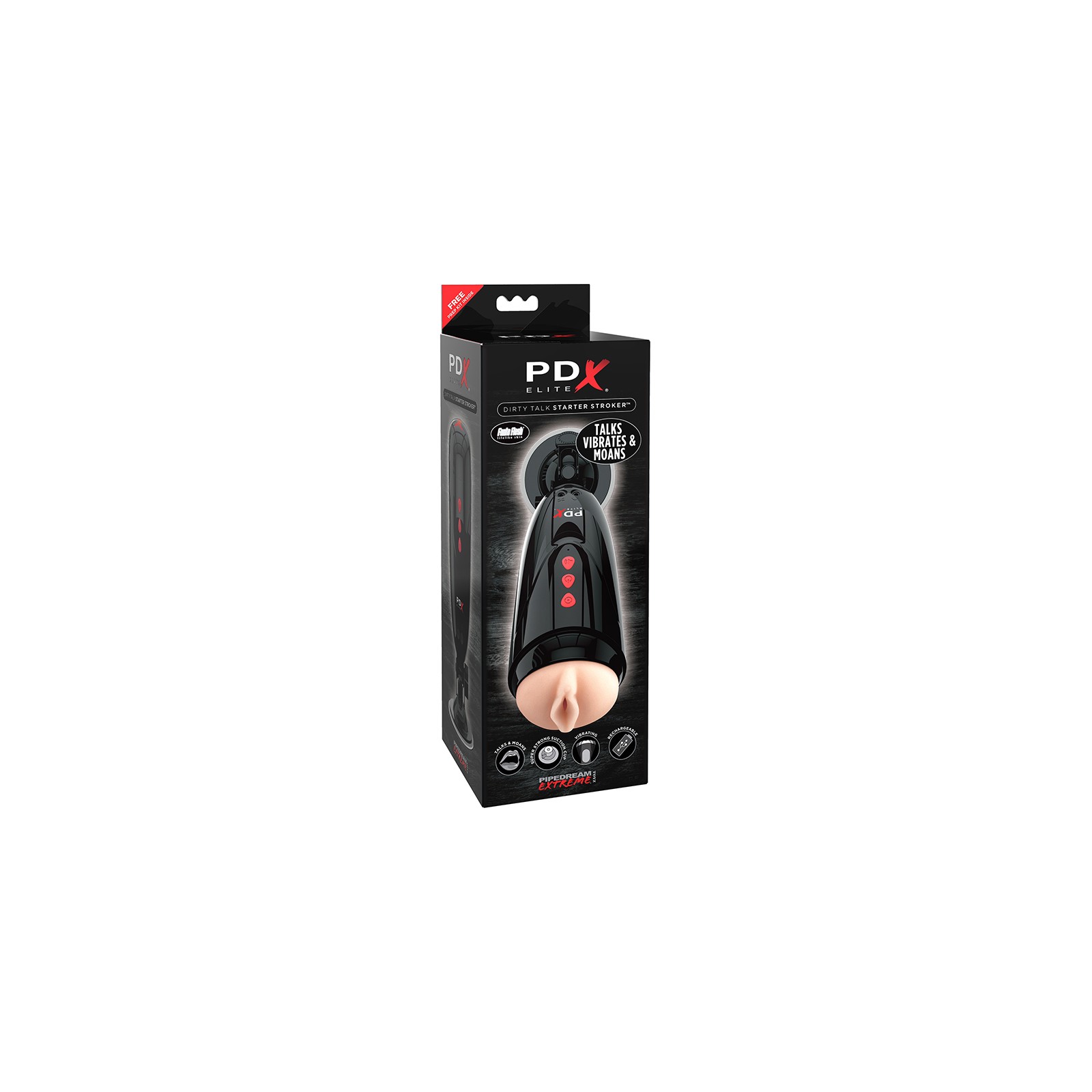 PDX Elite Dirty Talk Vibrating Stroker for Powerful Sensations