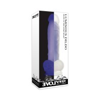 Evolved Dildo Luminoso que Brilla en la Oscuridad con Testículos Claro/Púrpura