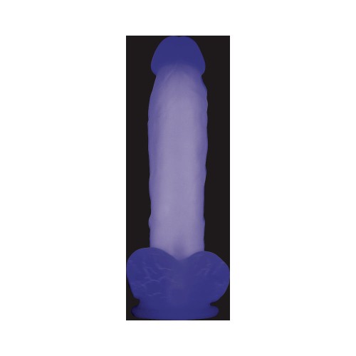 Evolved Dildo Luminoso que Brilla en la Oscuridad con Testículos Claro/Púrpura