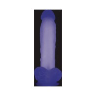 Evolved Dildo Luminoso que Brilla en la Oscuridad con Testículos Claro/Púrpura