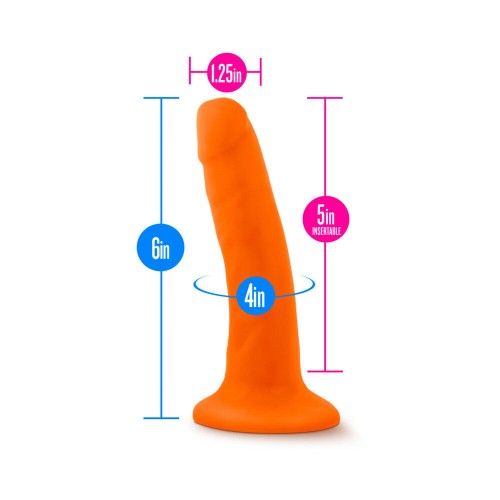 Neo Dildo de 6 in. Doble Densidad Naranja Neón