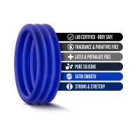 Performance VS1 Pure Premium Silicone Cockrings 3-Pack Medium Indigo - Enhance Stamina