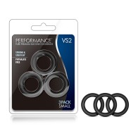 Pack de 3 Cockrings de Silicona Pura Performance VS2 Negro Pequeño