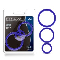 Performance VS4 Premium Silicone Cockring Set - Indigo