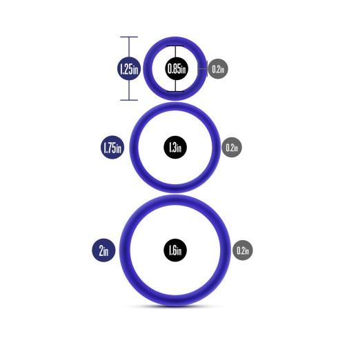 Performance VS4 Premium Silicone Cockring Set - Indigo