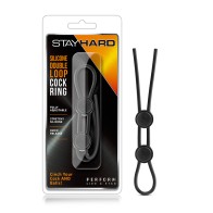 Cockring Doble de Silicona Stay Hard - Negro