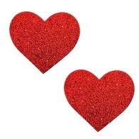 Neva Nude Red Glitter Hearts Nipple Pasties