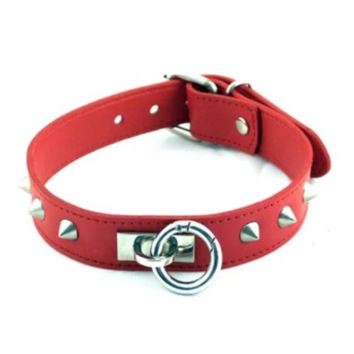 Rouge O Ring Studded Collar for Fashionable BDSM Play