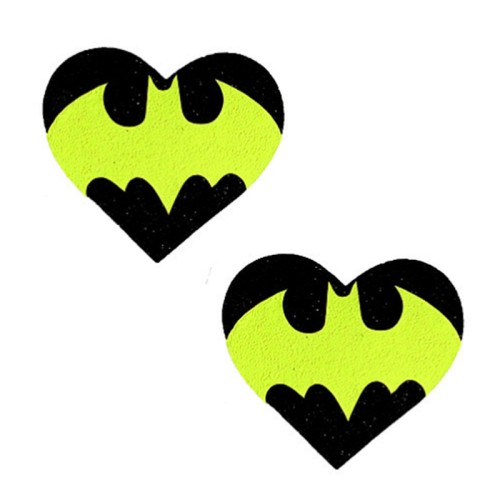 Pasty Corazón Neón con Brillos Signal Batman Negro