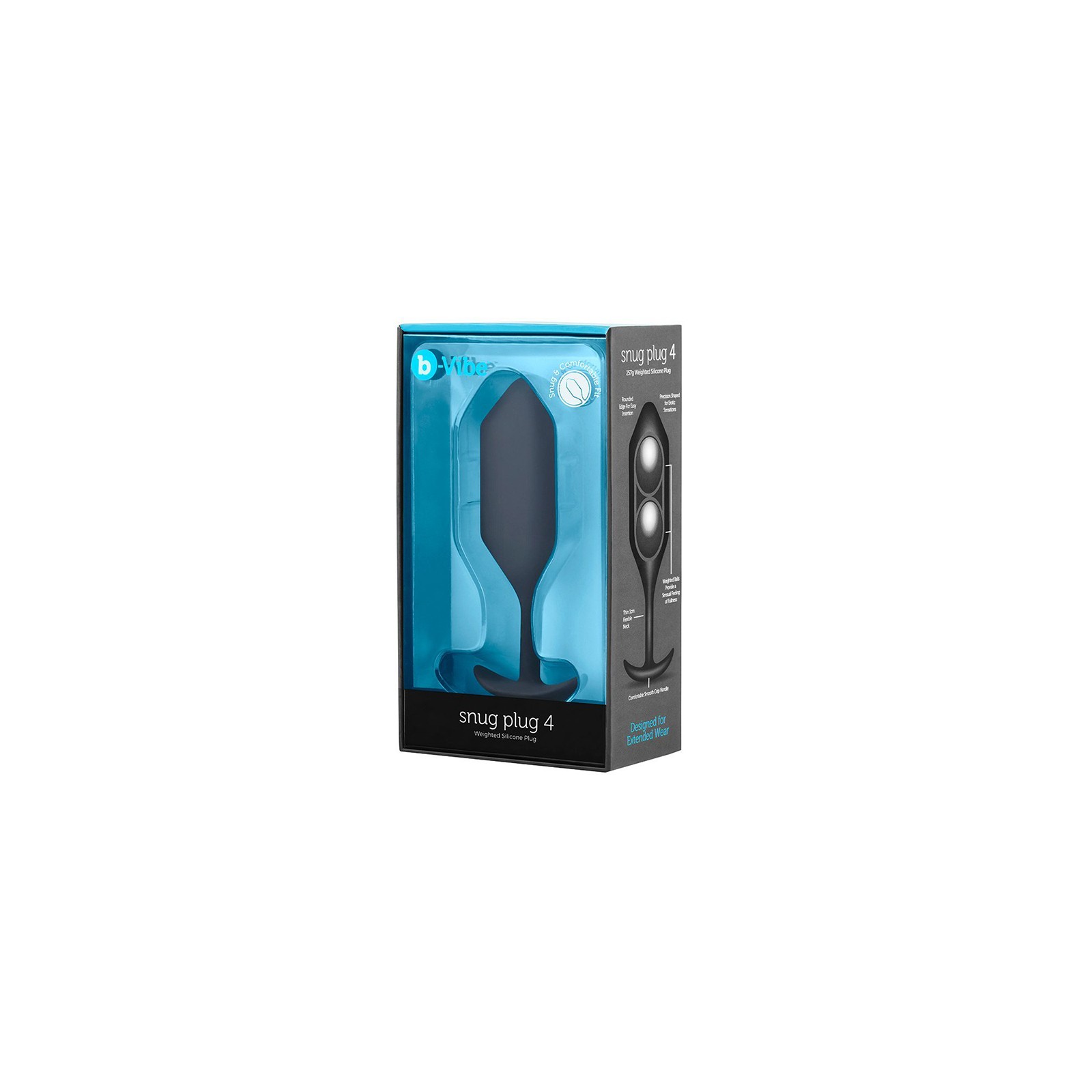 b-Vibe Snug Plug 4 Tapón Anal de Silicona con Peso Negro