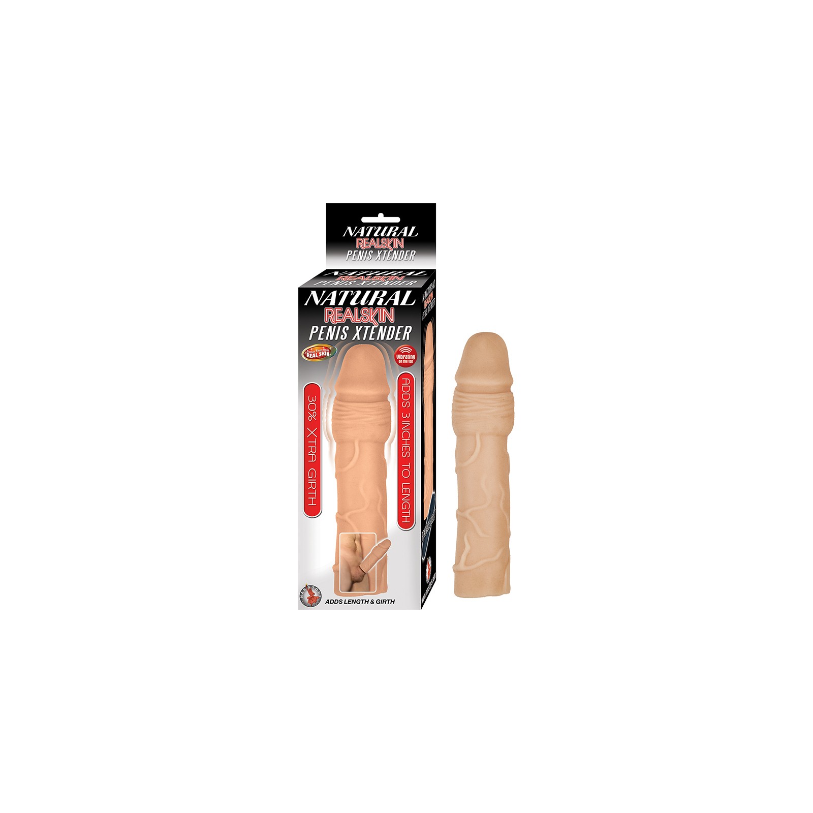 Natural Realskin Penis Xtender with Removable Bullet