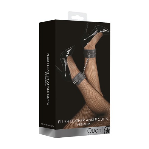 Ouch! Adjustable Plush Leather Ankle Cuffs