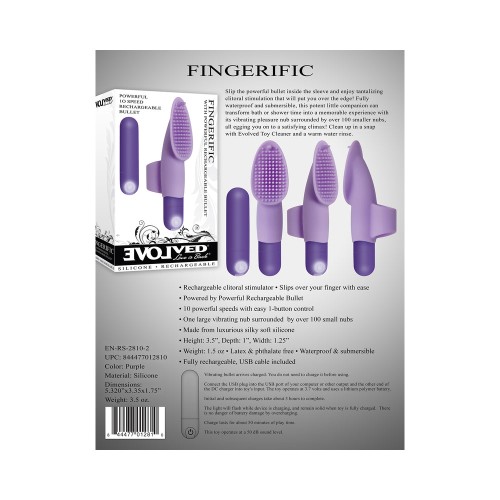 Evolved Fingerific Vibrador de Silicona Recargable para Dedos Púrpura