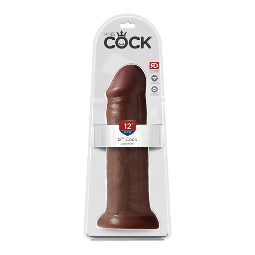 Pipedream King Cock 12 in. Realistic Dildo with Suction Cup Brown