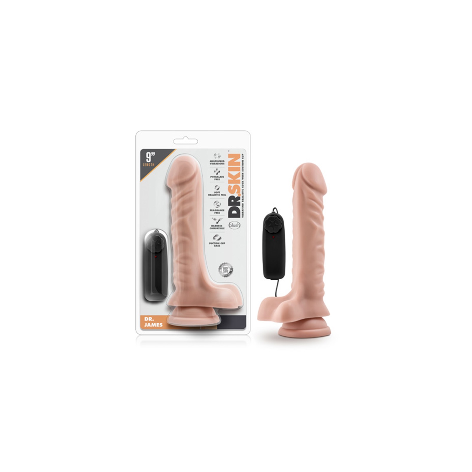 Dr. James 9 in. Vibrating Dildo Beige