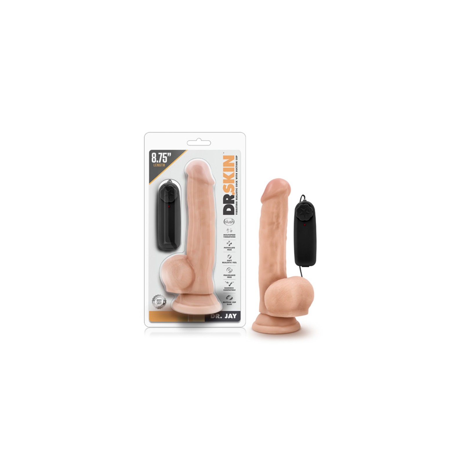 Dr. Skin Dr. Jay Dildo Realista Vibrante con Testículos Beige