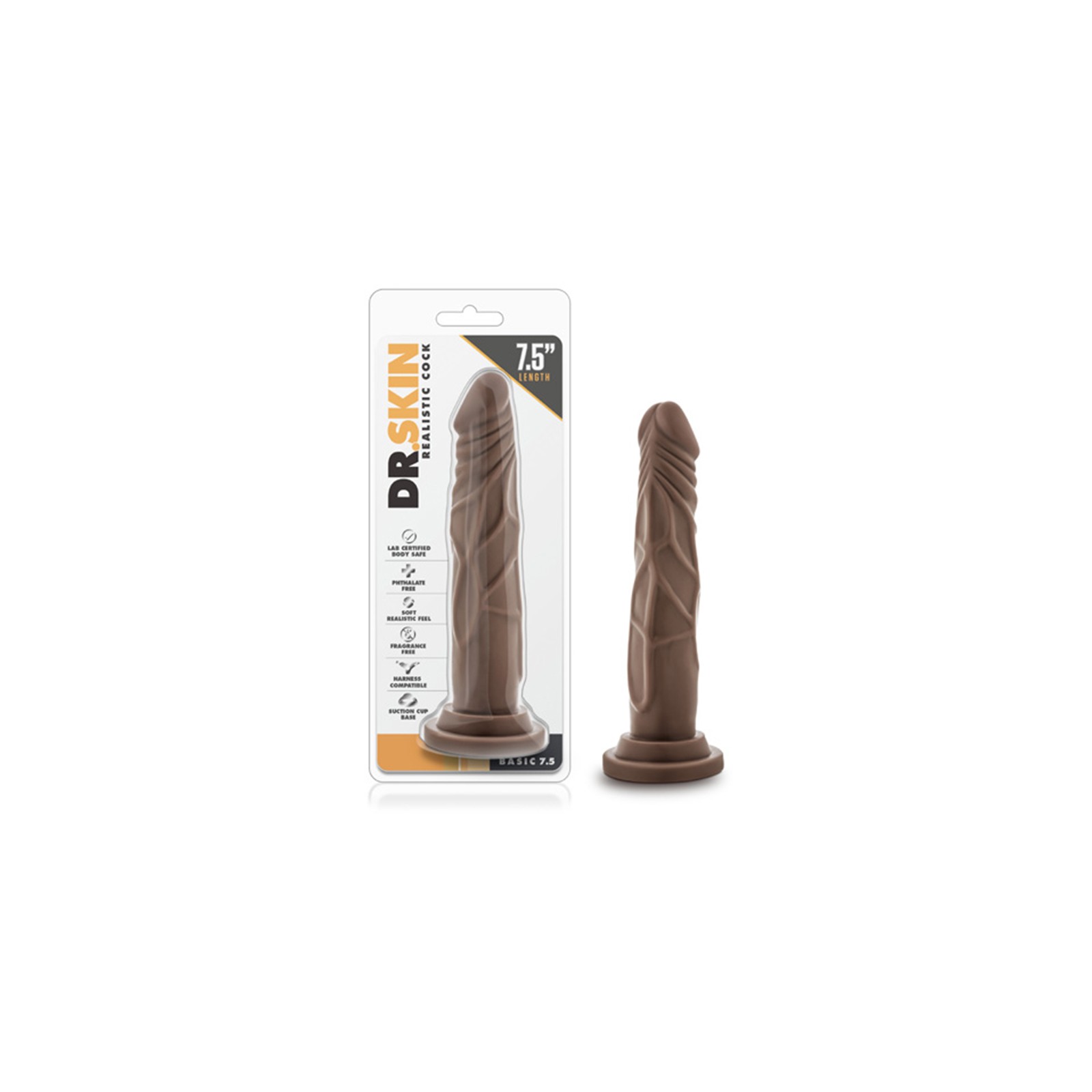 Dildo Realista Dr. Skin Básico de 7.5 Pulgadas - Marrón