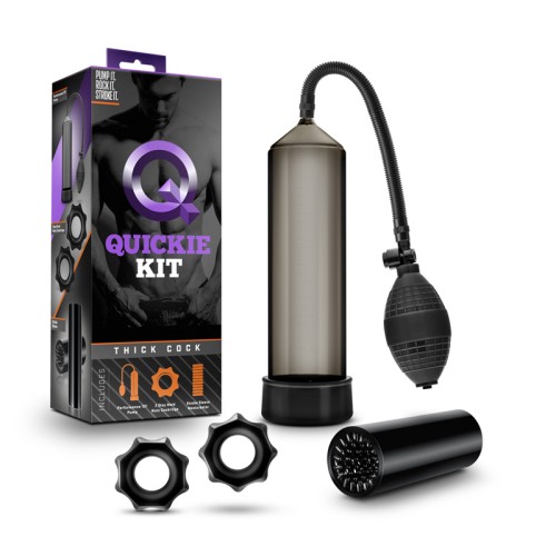 Quickie Kit Bomba de Pene Gruesa, Stroker y Set de Cockring Negro