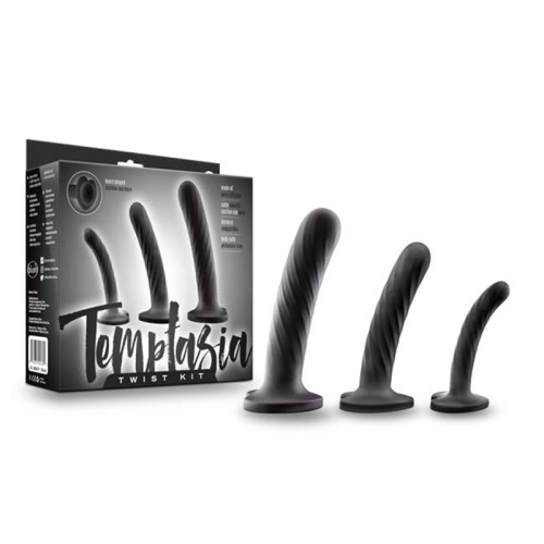 Kit Temptasia Twist Set de Dildos de Silicona de 3 Piezas Negro