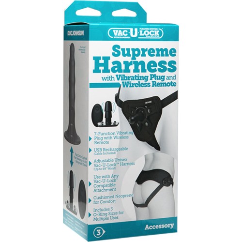 Vac-U-Lock Arnés Supremo con Plug Vibrante Negro