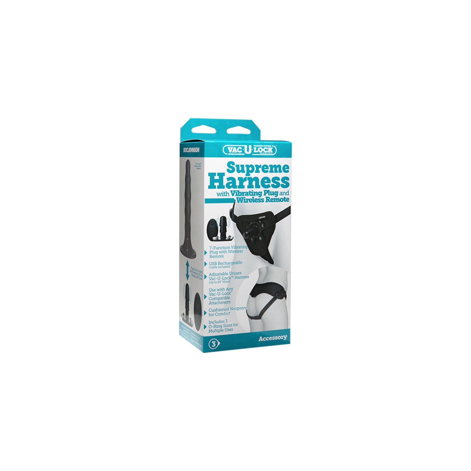 Vac-U-Lock Arnés Supremo con Plug Vibrante Negro