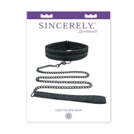 Sportsheets Lace Adjustable Collar & Leash Black for Fantasies